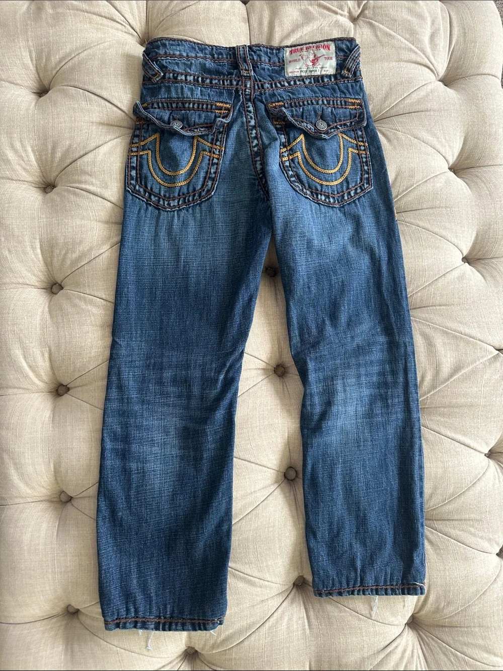 True Religion Men's Straight Jeans in Dark Blue Wash